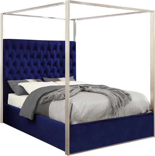 Porter Navy Velvet Queen Bed - Furniture Stars (Chicago, IL)