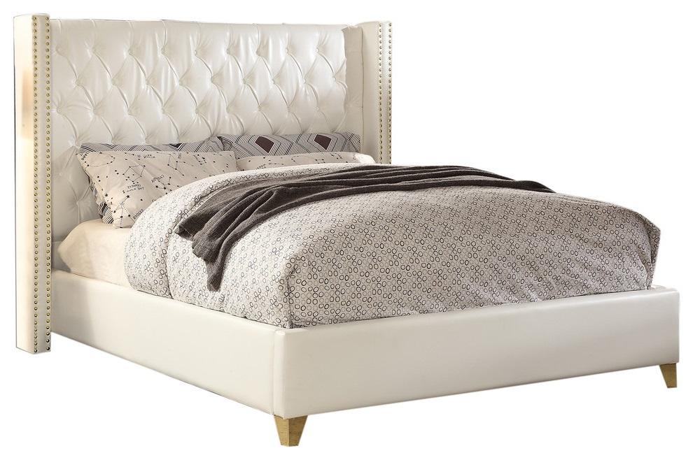 Soho White Bonded Leather King Bed - Furniture Stars (Chicago, IL)