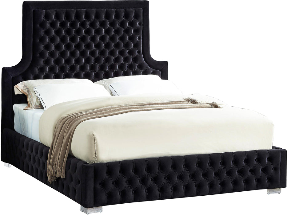 Sedona Black Velvet Queen Bed - Furniture Stars (Chicago, IL)