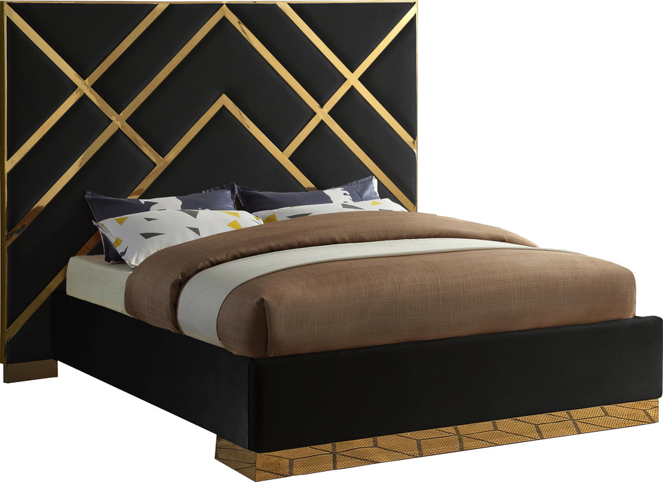 Vector Black Velvet Queen Bed - Furniture Stars (Chicago, IL)