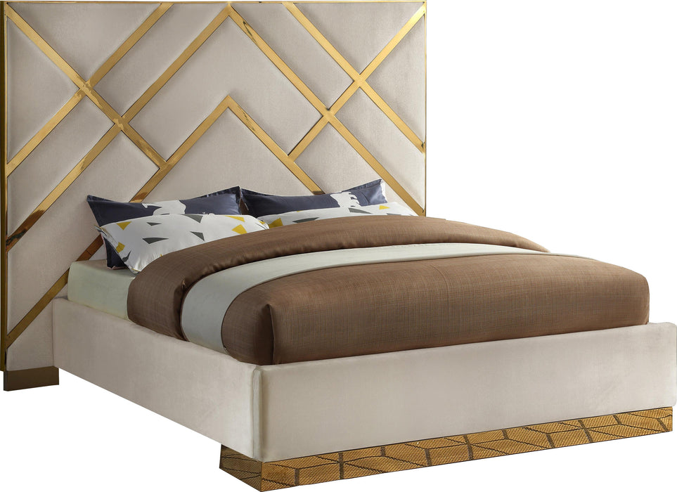Vector Cream Velvet Queen Bed image