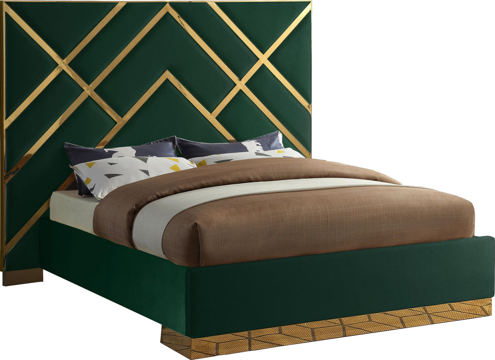 Vector Green Velvet Queen Bed - Furniture Stars (Chicago, IL)