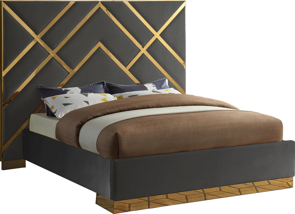 Vector Grey Velvet Queen Bed - Furniture Stars (Chicago, IL)