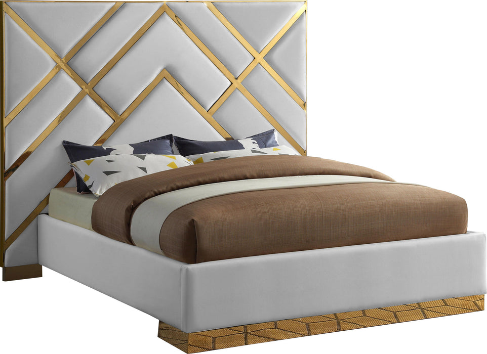 Vector White Faux Leather Queen Bed - Furniture Stars (Chicago, IL)