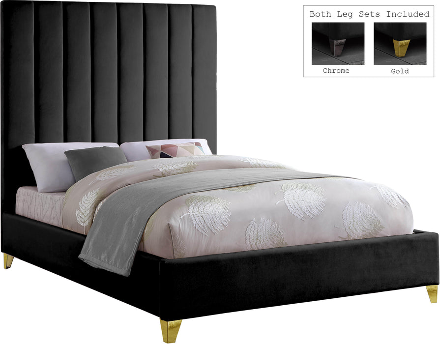 Via Black Velvet Queen Bed - Furniture Stars (Chicago, IL)
