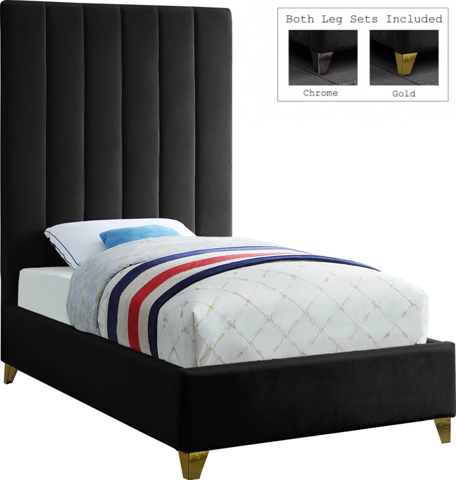 Via Black Velvet Twin Bed - Furniture Stars (Chicago, IL)