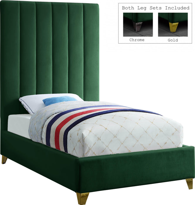 Via Green Velvet Twin Bed - Furniture Stars (Chicago, IL)