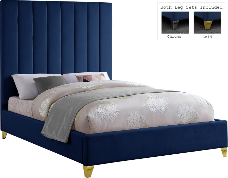 Via Navy Velvet Full Bed - Furniture Stars (Chicago, IL)