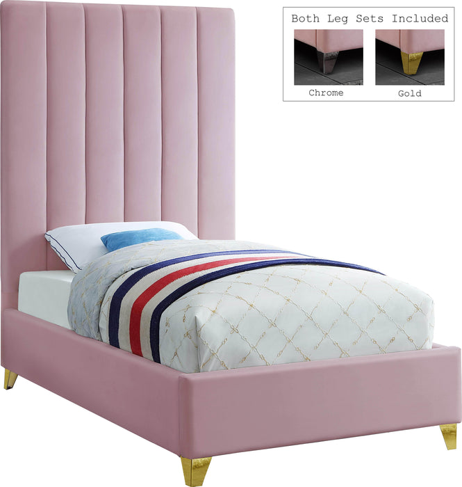 Via Pink Velvet Twin Bed - Furniture Stars (Chicago, IL)