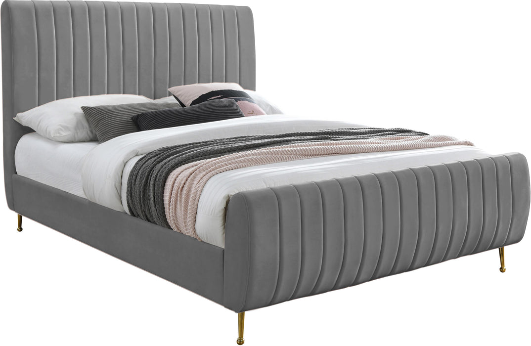 Zara Grey Velvet Full Bed (3 Boxes) - Furniture Stars (Chicago, IL)