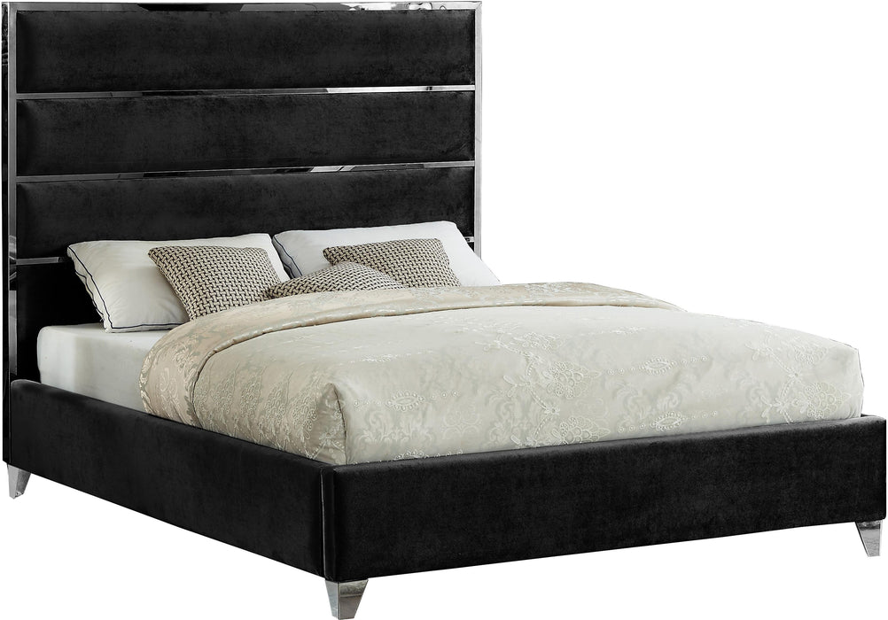 Zuma Black Velvet Queen Bed - Furniture Stars (Chicago, IL)