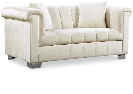 Kayla Cream Velvet Loveseat - Furniture Stars (Chicago, IL)