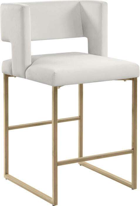 Caleb Cream Velvet Counter Stool - Furniture Stars (Chicago, IL)