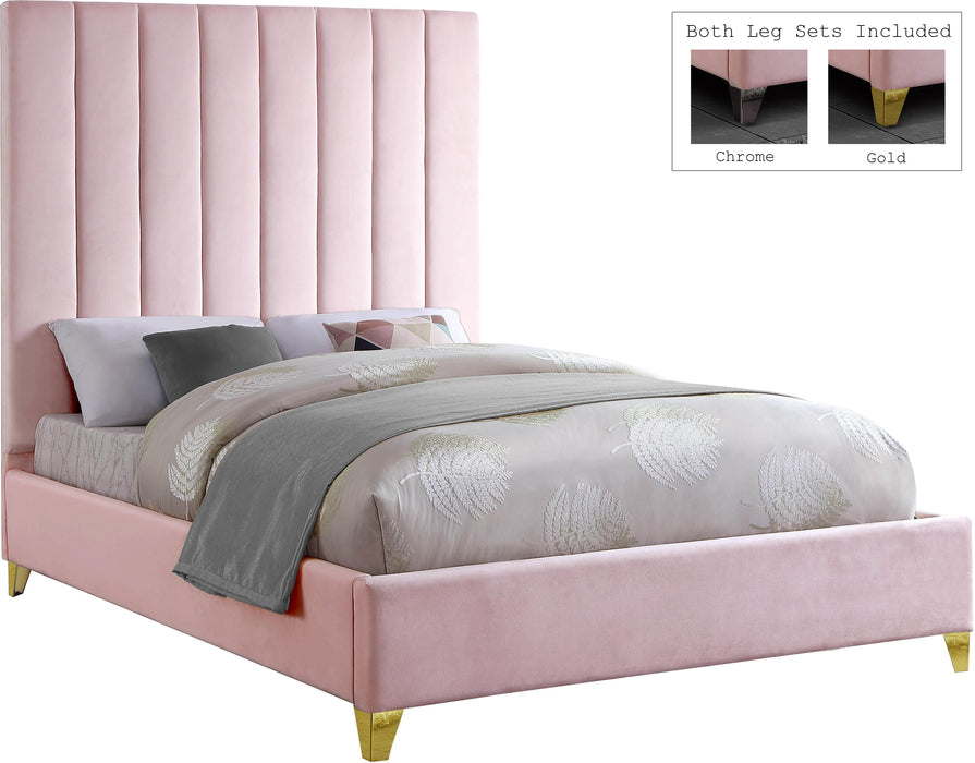 Via Pink Velvet Full Bed - Furniture Stars (Chicago, IL)