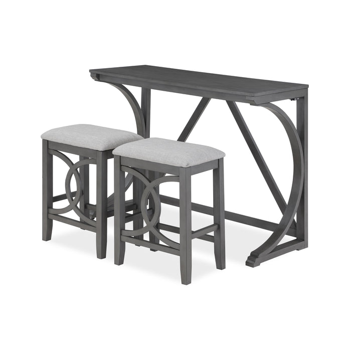 BELLA COUNTER TABLE & 2 STOOLS-GRAY - Furniture Stars (Chicago, IL)