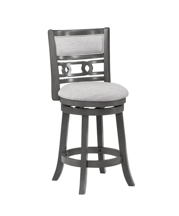 GIA 24" SWIVEL COUNTER STOOL-GRAY W/GRAY FABRIC SEAT - Furniture Stars (Chicago, IL)