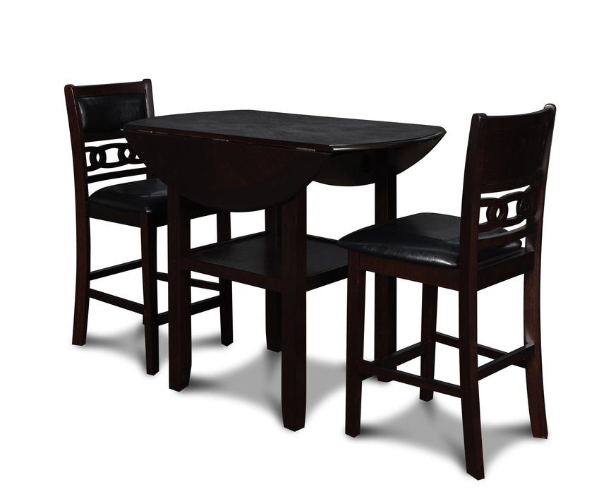 GIA 42" COUNTER DROP LEAF TABLE W/2 CHAIRS-EBONY - Furniture Stars (Chicago, IL)