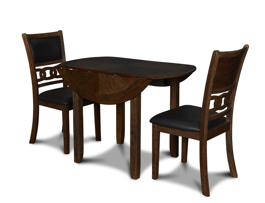 GIA 42" DINING DROP LEAF TABLE W/2 CHAIRS-BROWN - Furniture Stars (Chicago, IL)