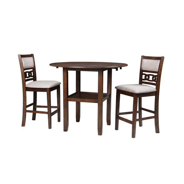 GIA 42" COUNTER DROP LEAF TABLE W/2 CHAIRS-CHERRY - Furniture Stars (Chicago, IL)