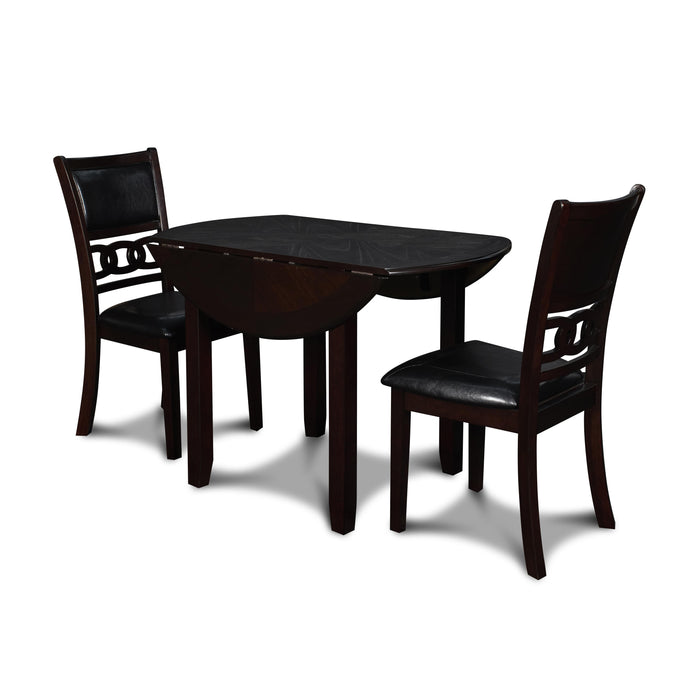 GIA 42" DINING DROP LEAF TABLE W/2 CHAIRS-EBONY - Furniture Stars (Chicago, IL)