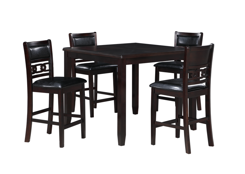 GIA 5PC 42" SQUARE COUNTER TABLE & 4 CHAIRS-EBONY - Furniture Stars (Chicago, IL)