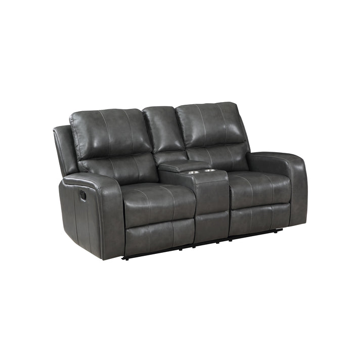 LINTON LEATHER CONSOLE LOVESEAT W/ PWR FR-GRAY - Furniture Stars (Chicago, IL)