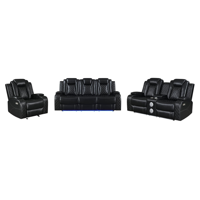 ORION SOFA W/DUAL RECLINER-BLACK - Furniture Stars (Chicago, IL)