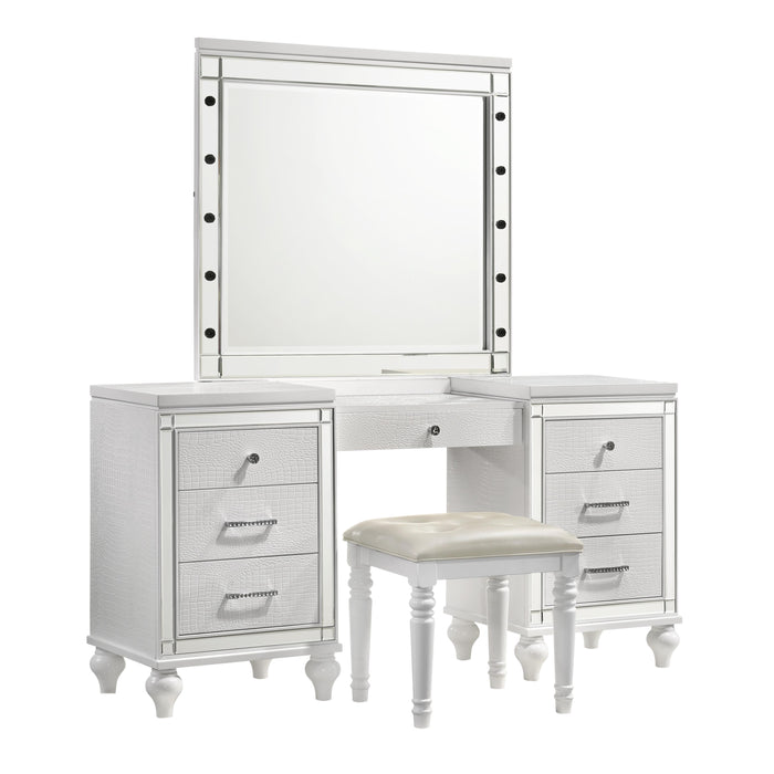 VALENTINO VANITY TABLE STOOL-WHITE - Furniture Stars (Chicago, IL)
