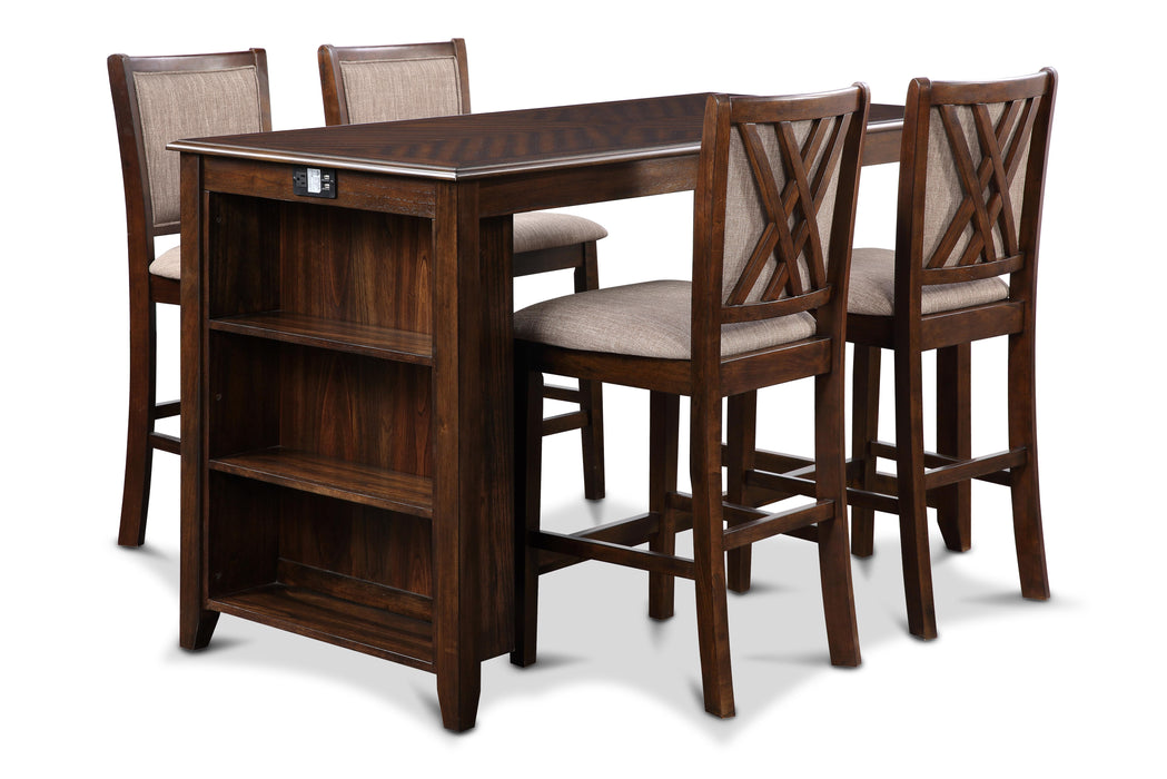 AMY 60" COUNTER TABLE+CHAIRS W/STG (5 PC) -CHERRY - Furniture Stars (Chicago, IL)