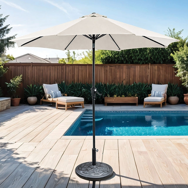 Tano 9' Outdoor Umbrella + 21" Round Base - Furniture Stars (Chicago, IL)