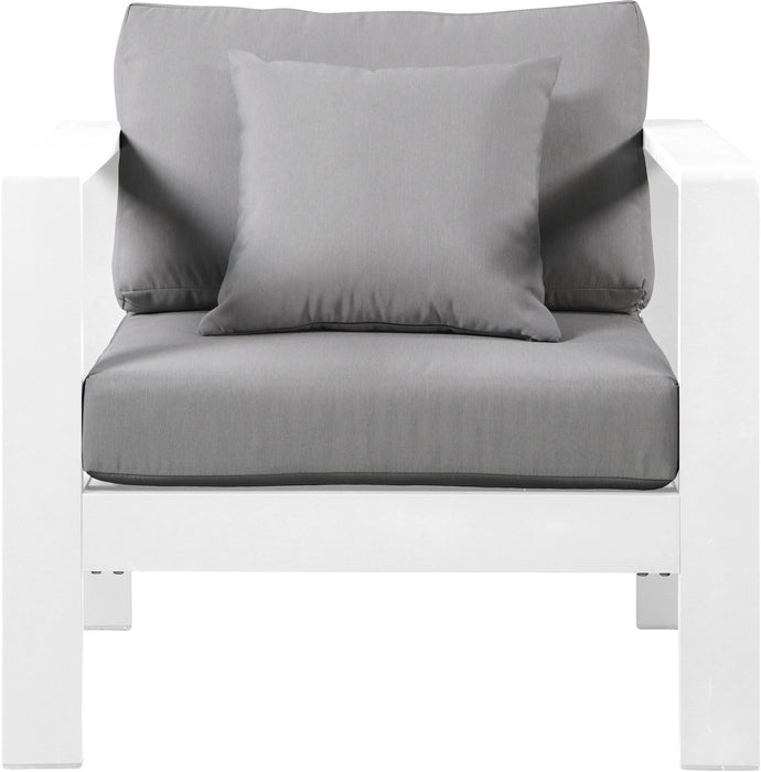 Nizuc Grey Waterproof Fabric Outdoor Patio Aluminum Arm Chair