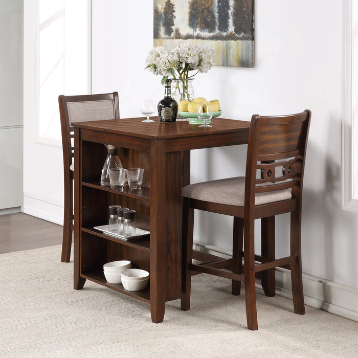 Gia 3 Pc 30" Storage Counter Table & 2 Chairs-Cherry