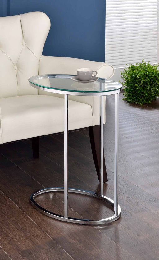 Kyle Oval Snack Table Chrome and Clear - Furniture Stars (Chicago, IL)