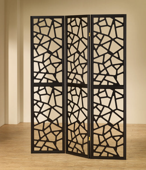 Nailan 3-panel Open Mosaic Pattern Room Divider Black - Furniture Stars (Chicago, IL)