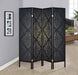 Haidera 4-panel Damask Pattern Folding Screen Black - Furniture Stars (Chicago, IL)