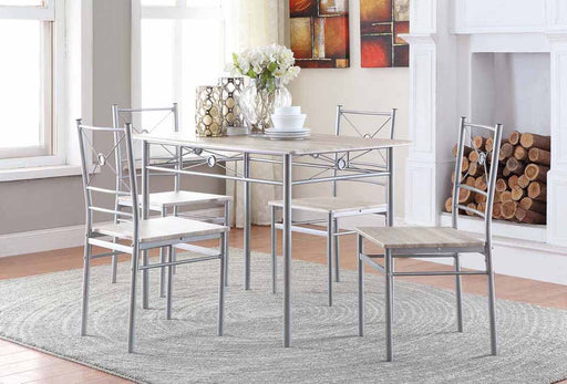 Anna Fontana 5-piece Rectangular Dining Set Brushed Silver - Furniture Stars (Chicago, IL)