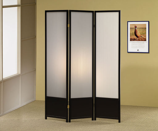 Calix 3-panel Folding Floor Screen Translucent and Black - Furniture Stars (Chicago, IL)