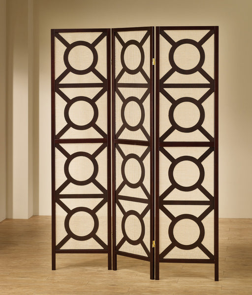 Vulcan 3-panel Geometric Folding Screen Tan and Cappuccino - Furniture Stars (Chicago, IL)