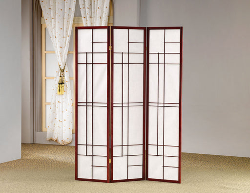 Katerina 3-panel Folding Floor Screen White and Cherry - Furniture Stars (Chicago, IL)