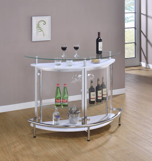 Amarillo 2-tier Bar Unit White and Chrome - Furniture Stars (Chicago, IL)