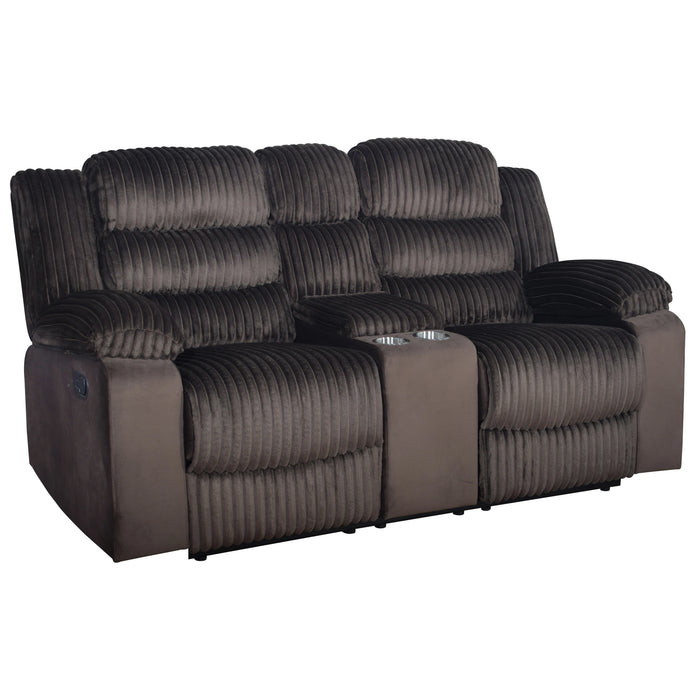 Willow Console Loveseat W/ Dual Recliners-Brown