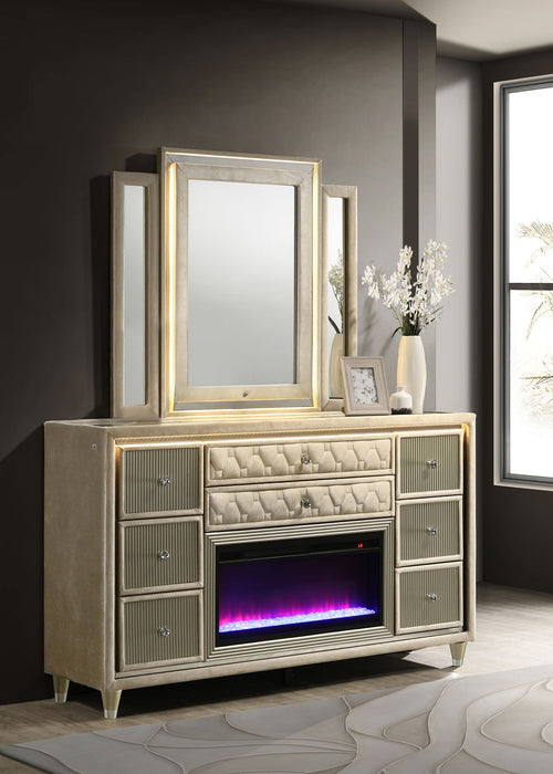 Lorient LED Dresser with LED Mirror and Flame Visualizer - Furniture Stars (Chicago, IL)