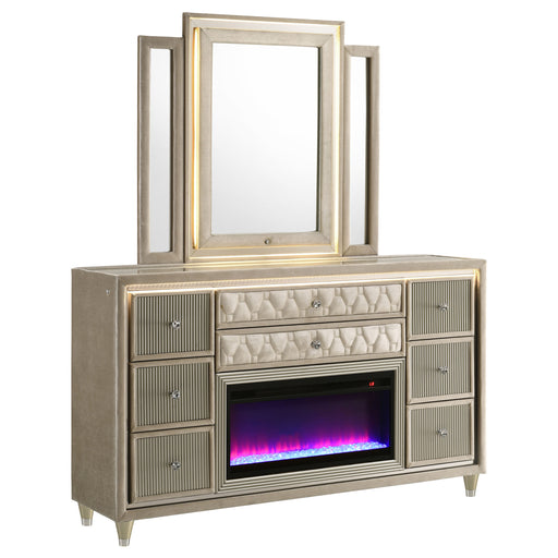 Lorient LED Dresser with LED Mirror and Flame Visualizer - Furniture Stars (Chicago, IL)