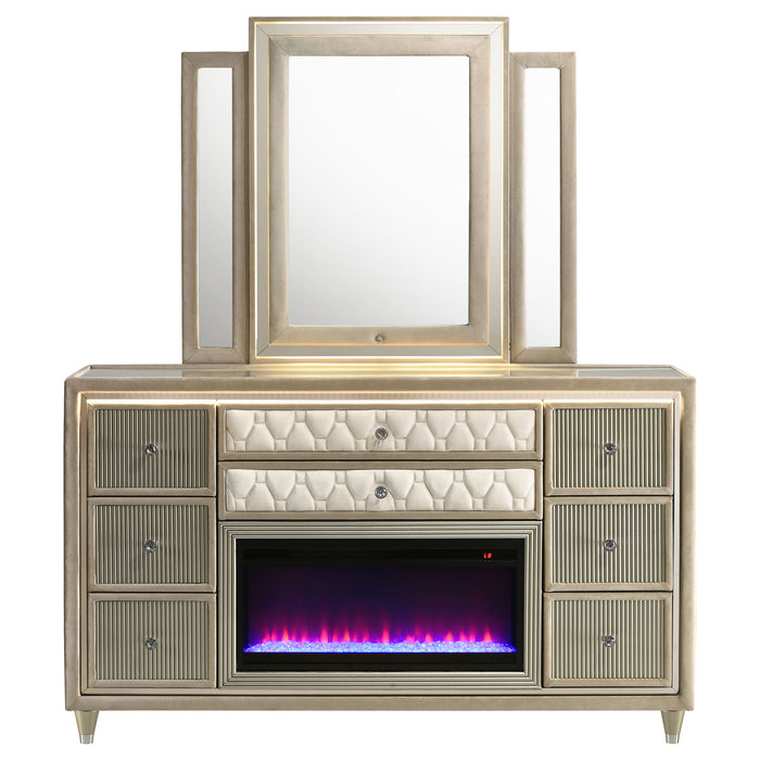Lorient LED Dresser with LED Mirror and Flame Visualizer - Furniture Stars (Chicago, IL)