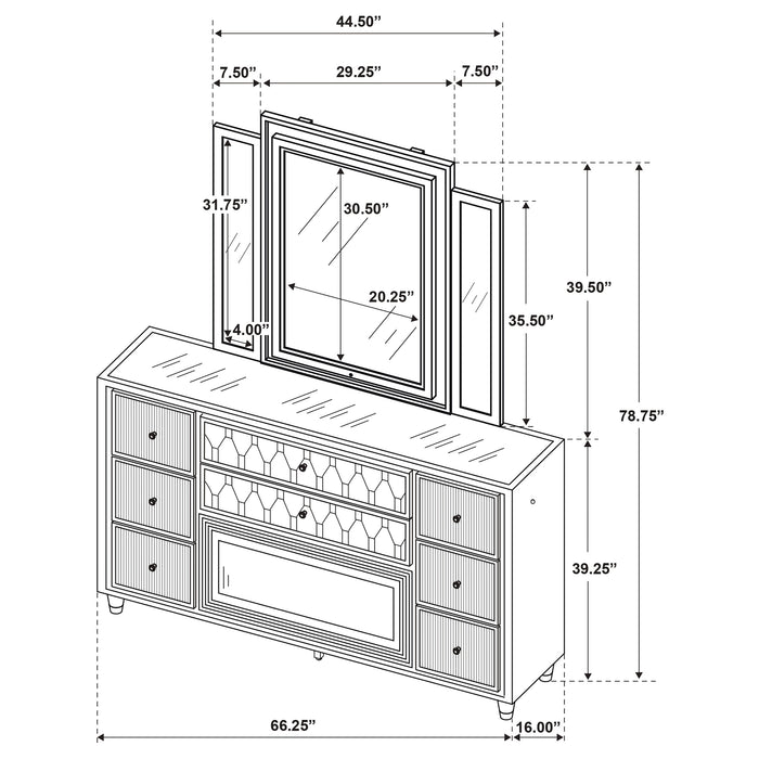 Lorient LED Dresser with LED Mirror and Flame Visualizer - Furniture Stars (Chicago, IL)
