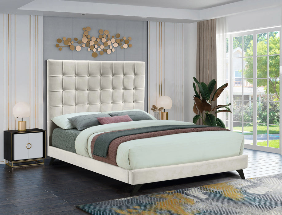 Elly Cream Velvet Queen Bed