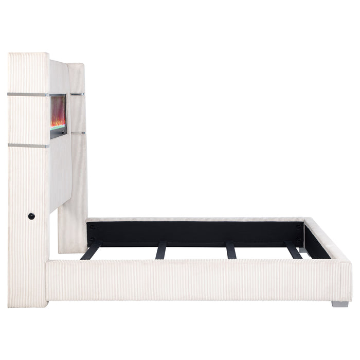 Tisdall Wingback Bed with Flame Visualizer - Furniture Stars (Chicago, IL)