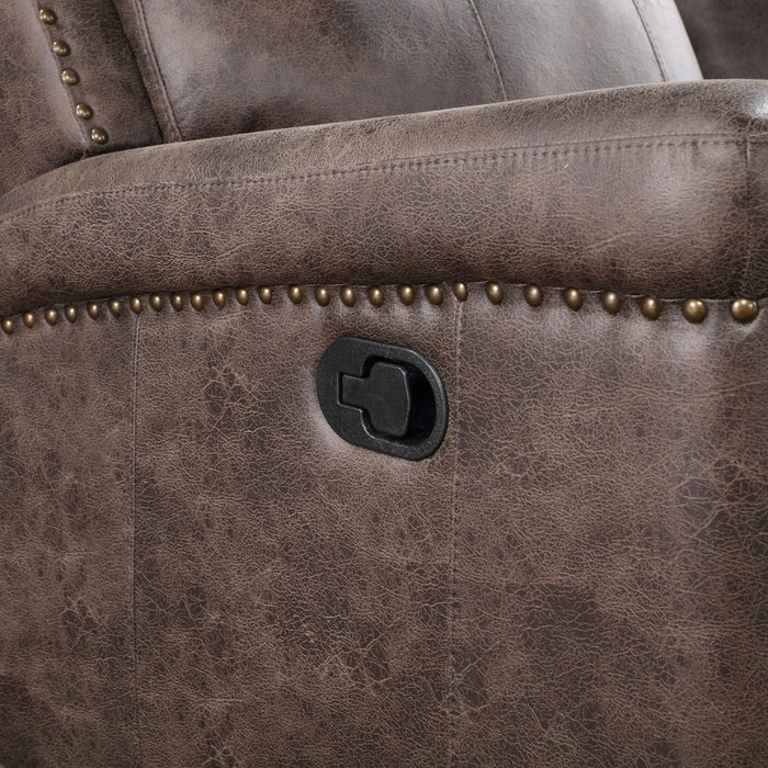 Quade Sofa W/Dual Recliner-Mocha