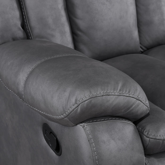 Morello Console Loveseat W/ Dual Recliners-Gray