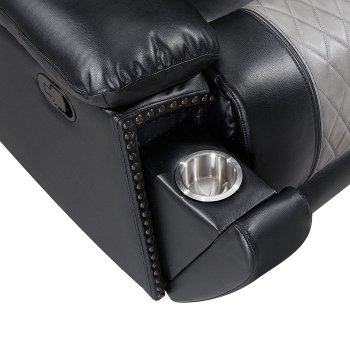 Nikko Sofa W/Dual Recliner-Black/Gray